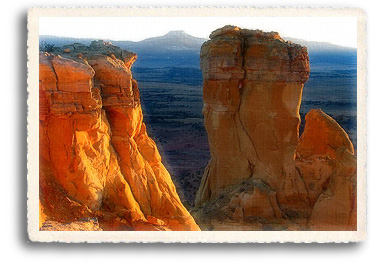 Chimney Rock and Pedernal Mesa near Ghost Ranch, in Abiquiu, NM